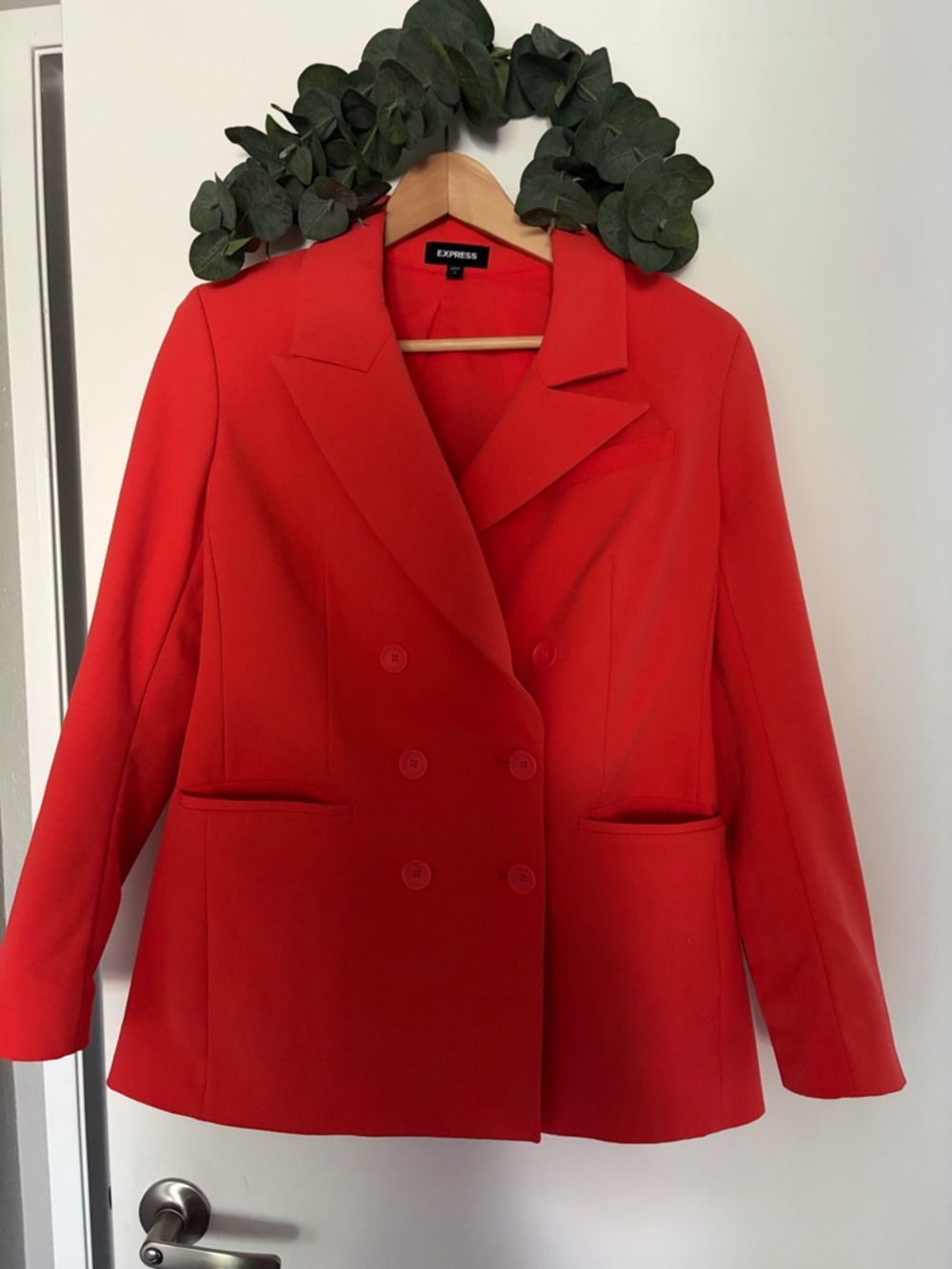 Express Women’s Double-Breasted Orange-Red Blazer